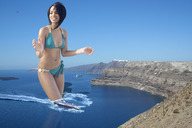breasts giantess collage mega black_hair swimsuit ocean helicopter wonderslug cruise_ship dark_skin sky ships rihanna wading