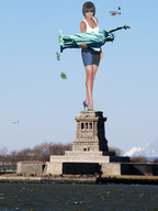 giantess collage destruction water helicopter low_angle wonderslug airplane people dark_skin sky statue_of_liberty rihanna monument
