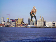 giantess collage city blonde destruction buildings smiling wonderslug sky looking_at_viewer waterfront