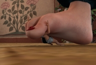 barefoot soles domination shrunken_woman underneath pinned pedicure floor imminent_crush digital_render