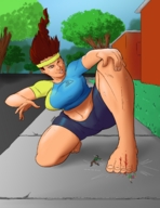 color barefoot blood sweat foot_crush shorts workout streets tinies braid top spiky_hair spokle
