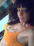 gentle collage breastheld brunette photograph top looking_at_viewer