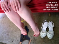 collage barefoot domination shrunken_men hand shrunken_man underneath pinned pedicure red_nails floor squeezemeflat