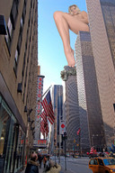 collage nude city mega blonde destruction barefoot buildings low_angle wonderslug looking_down people sky looking_at_viewer street_view