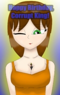 giantess color cleavage green_eyes brunette birthday gift winking joethevenezuelan linda between_breasts