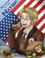 vore blonde giant male anime open_mouth america hetalia hamburger