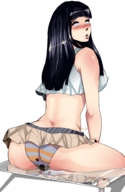 black_hair color butt_crush pantyshot unaware shrunken_man top miniskirt gabrielagogonea hinata_hyuga naruto_(series)