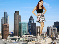 giantess collage city mega clothed skirt smiling red_hair london skyscraper sky looking_at_viewer ariana_grande joe117 gherkin