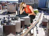 giantess collage city blonde cleavage buildings wonderslug looking_at_viewer natalia_mesa_bush