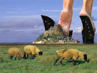 collage mega destruction high_heels buildings soles castle grass platforms sky tolik giantess_feet sheep pasture