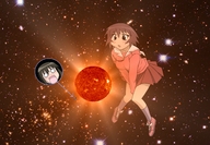 drawing giantess collage earth space color sun azumanga_daioh stars cosmic_giantess tomo