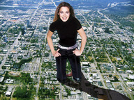 giantess collage destruction clothed buildings brunette wonderslug kneeling houses looking_at_viewer suburbs