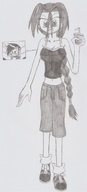 giantess monochrome shorts drinking date braid nick01kang between_breasts