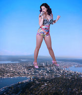 landscape city mega cleavage high_heels brunette skyscraper sky katy_perry microphone gts6 kosmita
