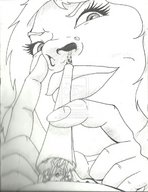drawing giantess micro monochrome sketch sniffing glidingmark point_of_view straw nasal_vore