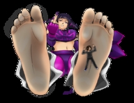 crush feet color barefoot soles shrunken_men street_fighter foot_crush shrunken_man under_glass under_foot point_of_view looking_at_viewer juri_han middle_finger migs308