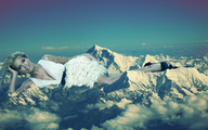 collage micro landscape mega blonde high_heels dress mountains looking_at_viewer giantesscity