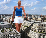 giantess collage city blonde skirt buildings wonderslug bus clouds sky vehicle_crush maria_sharapova