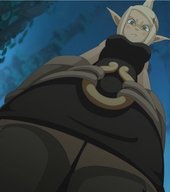 anime low_angle looking_down screenshot point_of_view looking_at_viewer evangelyne wakfu pointed_ears