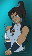 small_man color muscles teasing trapped dark_skin flexing bracelet korra twisted_persona between_breasts