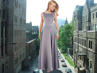 giantess collage blonde wonderslug dress walking looking_down streets vehicles between_buildings long_dress michelle_behennah