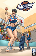 growth size_difference black_hair color toes mini_giantess basketball giantessfan ripped_clothing audience basketball_court