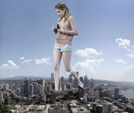 giantess crush collage city mega blonde destruction barefoot shorts walking skyscraper sky emma_roberts holding_building ps3_has_no_games