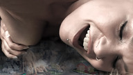 giantess mega destruction breast_crush piercings open_mouth outdoors tolik