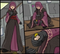 breasts drawing comic color handheld shocked gloves star_wars shrunken_man robe picked_up hood xentain sith visas_marr thror66