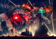 drawing giantess color water battle monster battleship ships