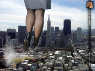 chief destruction skirt high_heels walking skyscraper business_woman