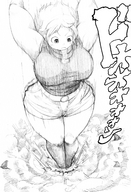 drawing giantess monochrome bakugeki_no_g giant_sparring planet_(bakugeki_no_g)