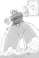 drawing giantess monochrome bakugeki_no_g giant_sparring planet_(bakugeki_no_g)