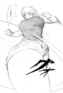 drawing giantess monochrome bakugeki_no_g giant_sparring planet_(bakugeki_no_g)