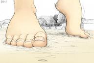 drawing feet color barefoot standing bakugeki_no_g giant_sparring planet_(bakugeki_no_g)