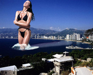 breasts giantess collage city mega swimsuit destruction cleavage ocean wonderslug fire skyscraper mountains wading