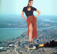 collage landscape city mega destruction brunette stadium wonderslug boots river