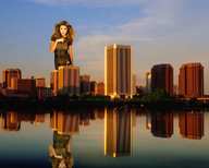 giantess collage city helicopter wonderslug dress skyscraper reflection sky looking_at_viewer waterfront denise_richards