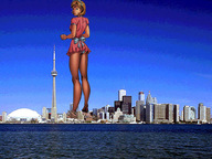 city mega destruction wonderslug nylons skyscraper tower sky looking_at_viewer waterfront danger_girl