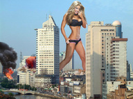 breasts giantess collage city mega blonde destruction buildings wonderslug fire smoke sky