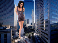 breasts giantess collage city mega brunette wonderslug dress streets reflection