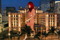 giantess collage city high_heels buildings wonderslug walking streets night rihanna vehicle_crush city_lights