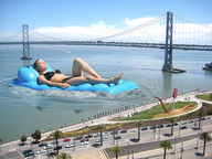 giantess collage sleeping blonde swimsuit wonderslug river outdoors san_francisco amber_heard floatie san_francisco_oakland_bay_bridge