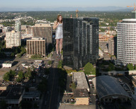 giantess collage buildings brunette wonderslug dress standing streets ashley_greene rooftop_view