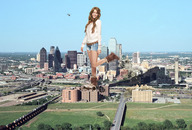 giantess collage city destruction buildings helicopter brunette wonderslug boots skyscraper highway sky miley_cyrus