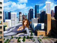 giantess collage city destruction cleavage helicopter brunette wonderslug lying_down vehicles looking_at_viewer jennifer_love_hewitt