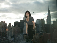breasts giantess collage city mega black_hair buildings helicopter wonderslug clouds new_york_city gemma_arterton chrysler_building