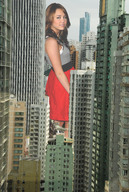 giantess collage city destruction brunette smiling wonderslug between_buildings miley_cyrus