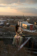 giantess collage city brunette bus e10 night