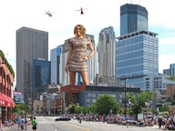 giantess collage city blonde helicopter smiling wonderslug dress skyscraper outdoors miley_cyrus oblivious_pedestrians
